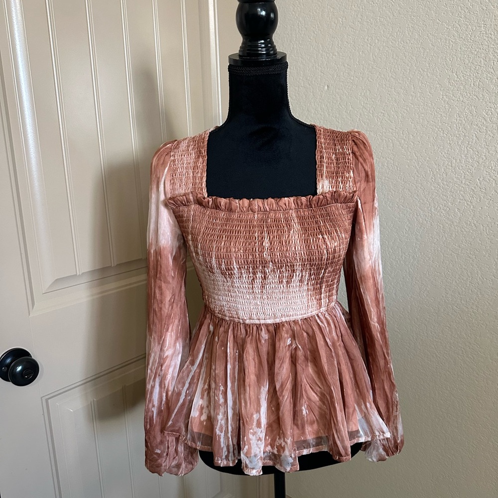 G.P.D.  Smocked Women's Blouse Top size XS from Anthropology